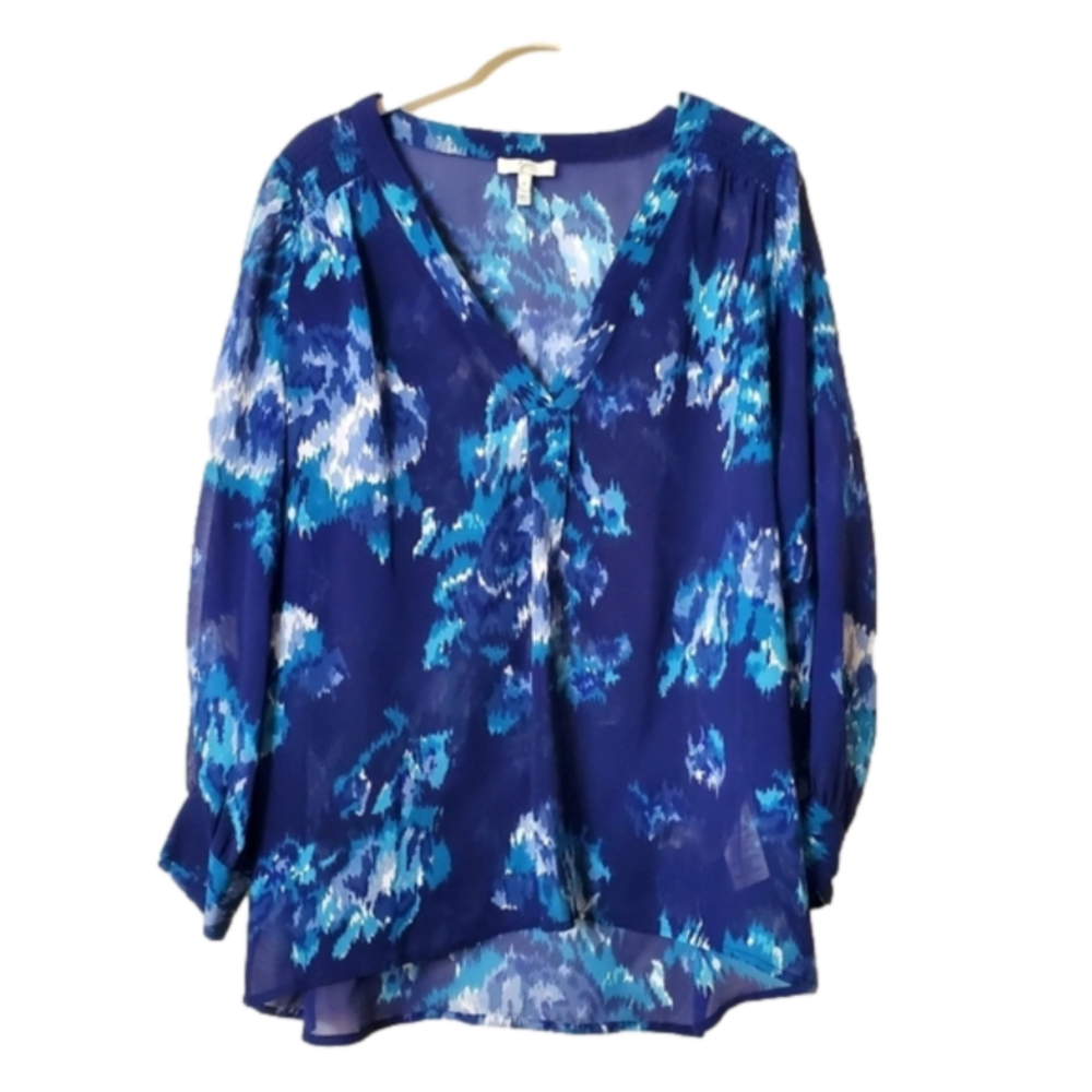Joie Sheer Silk Watercolor Blouse Top